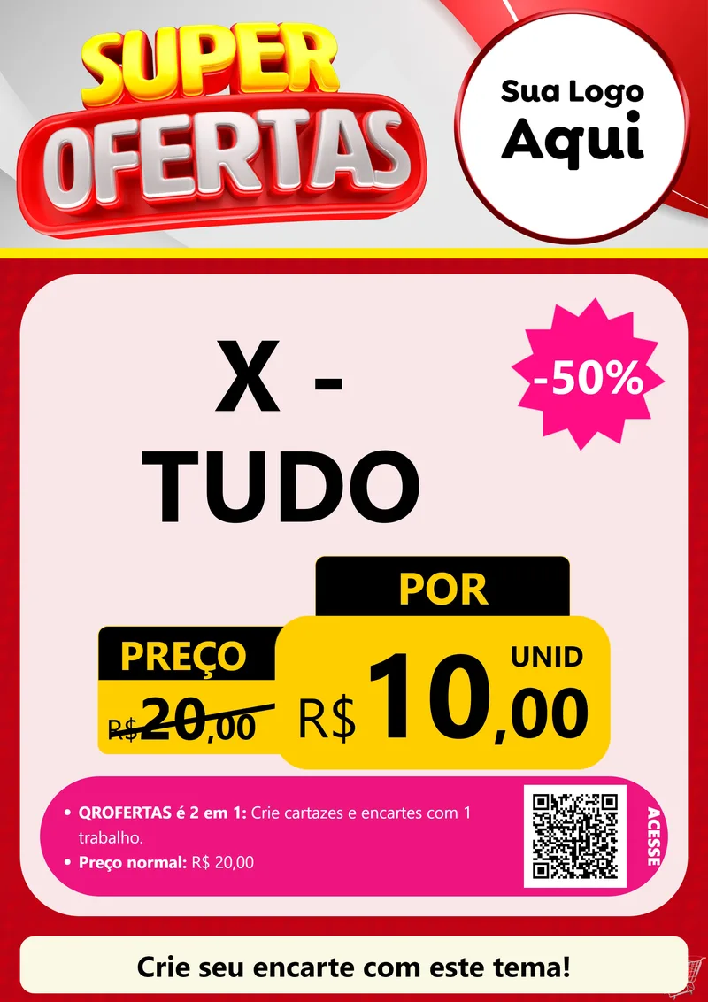 Modelo de Cartaz para Cartaz A4 Vertical com o tema Super Ofertas para Hamburgueria