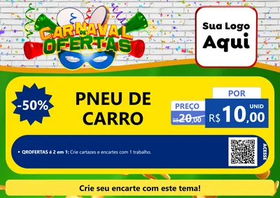 Modelo de Cartaz para Cartaz A4 Horizontal com o tema Carnaval de Ofertas para Auto peças