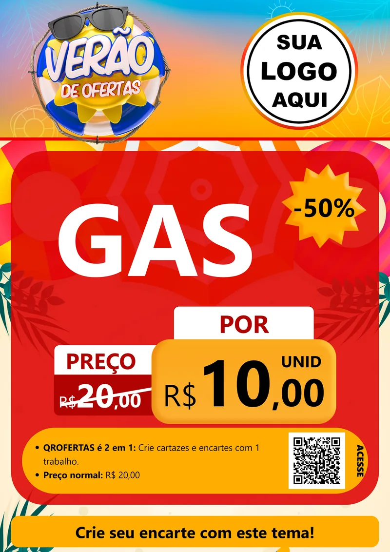 Modelo de Cartaz para Cartaz A4 Vertical com o tema Verão de Ofertas para Água e gás