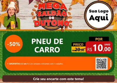 Modelo de Cartaz para Cartaz A4 Horizontal com o tema Mega Saldão de Outono para Auto peças