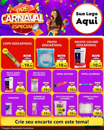 Modelo de Rede Social para Feed Instagram com o tema Pré-Carnaval Especial para Embalagens