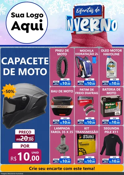 Modelo de Encarte para Encarte A4 Vertical com o tema Ofertas de Inverno para Moto peças