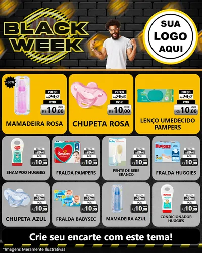 Modelo de Rede Social para Feed Instagram com o tema Black Week para Bebês