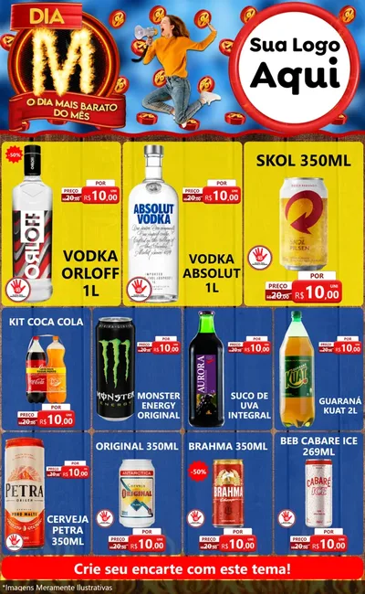 Modelo de Encarte para Encarte Grande com o tema Dia M - O Dia Mais Barato Do Mês para Distribuidora de bebidas