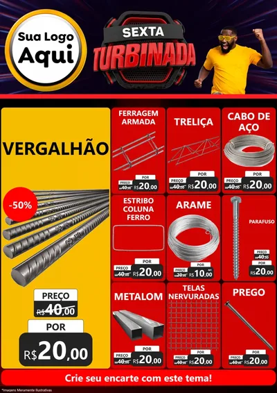 Modelo de Encarte para Encarte A4 Vertical com o tema Sexta Turbinada para Ferragens