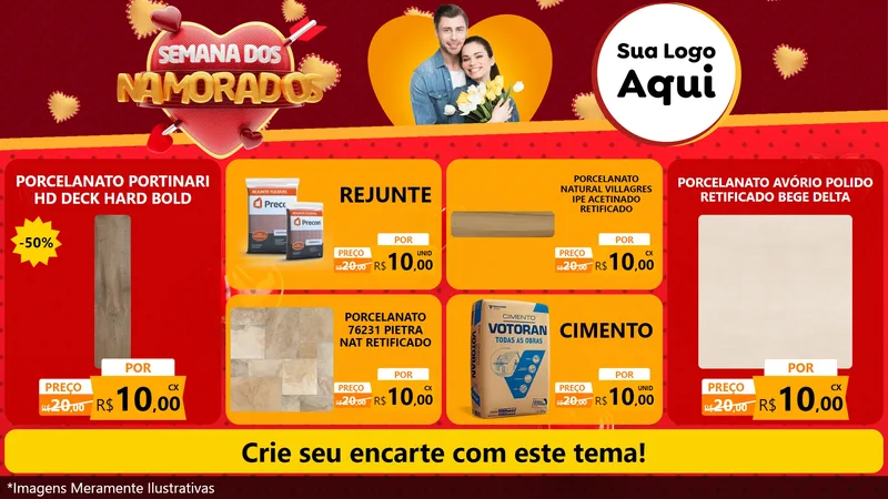 Modelo de TV para TV Horizontal com o tema Semana dos Namorados para Pisos e revestimentos