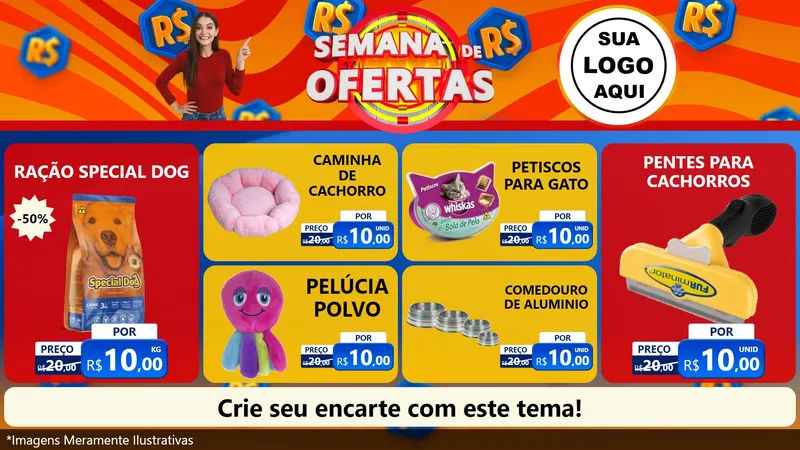 Modelo de TV para TV Horizontal com o tema Semana de Ofertas para Pet Shop
