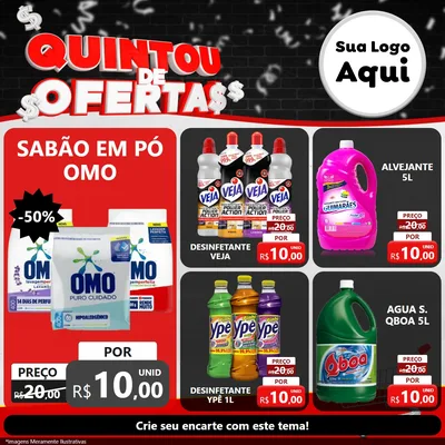 Modelo de Rede Social para Feed Facebook com o tema Quintou de Ofertas para Produtos de Limpeza