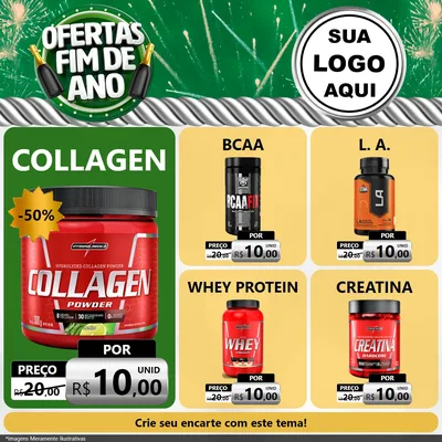Modelo de Rede Social para Feed Facebook com o tema Ofertas Fim de Ano para Suplementos alimentares