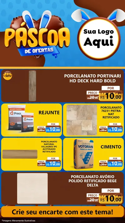 Modelo de TV para TV Vertical com o tema Páscoa de Ofertas para Pisos e revestimentos