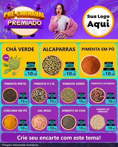 Modelo de Rede Social para Feed Instagram com o tema Pré-Carnaval Premiado para Produtos Naturais