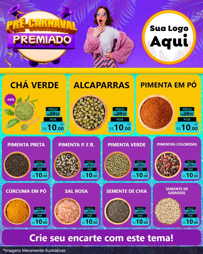 Modelo de Rede Social para Feed Instagram com o tema Pré-Carnaval Premiado para Produtos Naturais