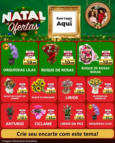 Modelo de Rede Social para Feed Instagram com o tema Natal de Ofertas para Floricultura e jardim