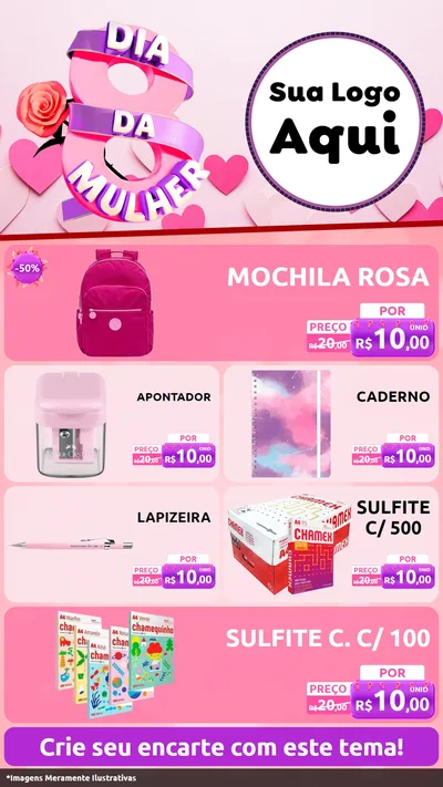Modelo de TV para TV Vertical com o tema Dia da Mulher para Papelaria