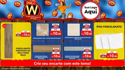 Modelo de TV para TV Horizontal com o tema Dia W - O Dia Mais Barato Do Mês para Pisos e revestimentos