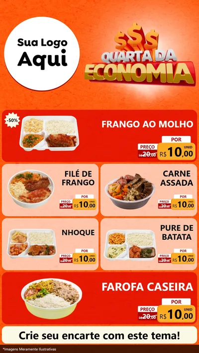Modelo de TV para TV Vertical com o tema Quarta da Economia para Restaurante