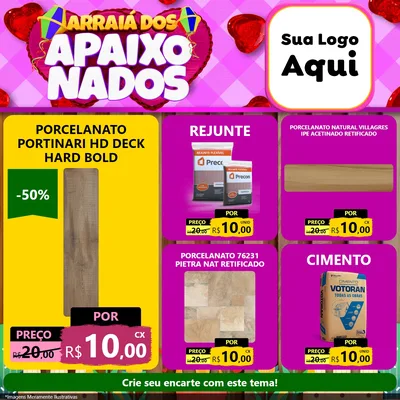 Modelo de Rede Social para Feed Facebook com o tema Arraiá dos Apaixonados para Pisos e revestimentos