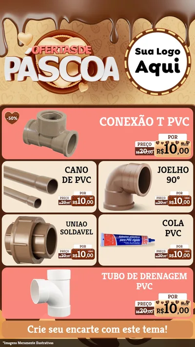 Modelo de TV para TV Vertical com o tema Ofertas de Páscoa para Tubos e conexões