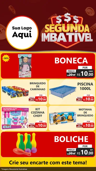 Modelo de TV para TV Vertical com o tema Segunda Imbatível para Brinquedos