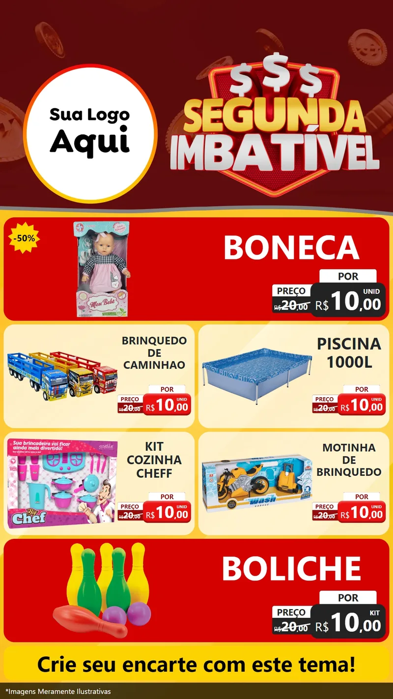 Modelo de TV para TV Vertical com o tema Segunda Imbatível para Brinquedos
