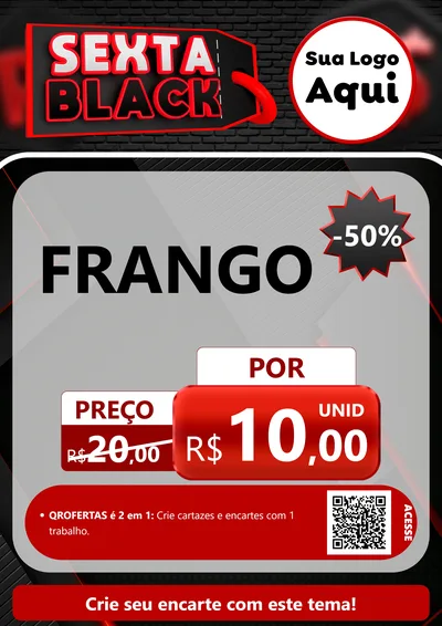 Modelo de Cartaz para Cartaz A4 Vertical com o tema Sexta Black para Assados