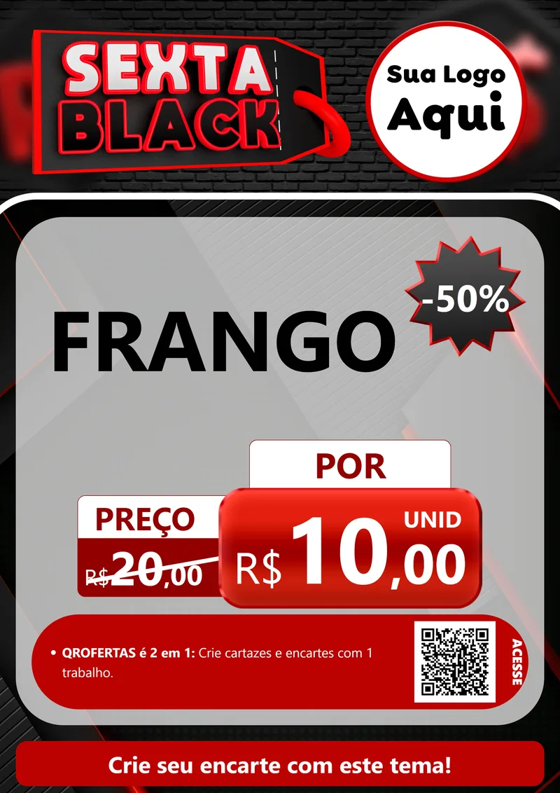 Modelo de Cartaz para Cartaz A4 Vertical com o tema Sexta Black para Assados