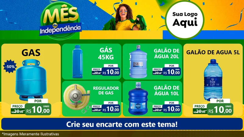 Modelo de TV para TV Horizontal com o tema Mês da Independência para Água e gás