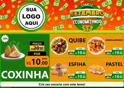 Modelo de Encarte para Encarte A4 Horizontal com o tema Comece Setembro Economizando para Salgadaria