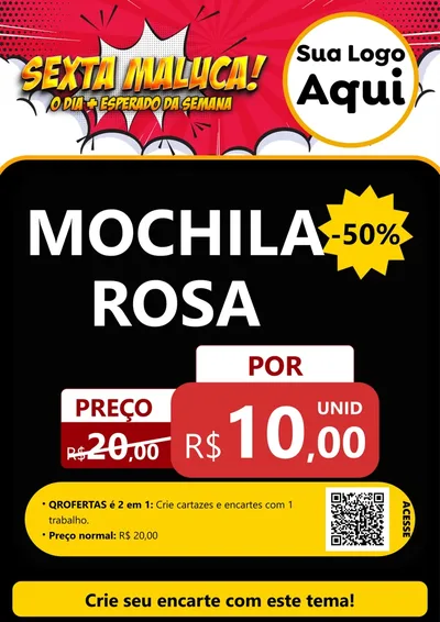 Modelo de Cartaz para Cartaz A4 Vertical com o tema Sexta Maluca! para Papelaria