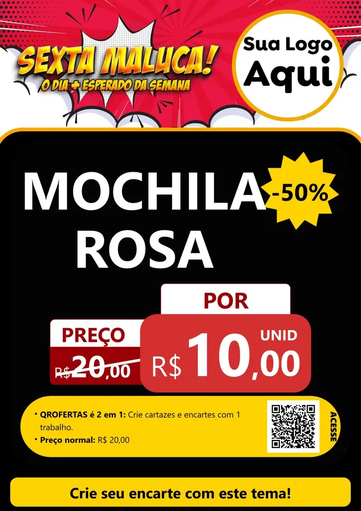Modelo de Cartaz para Cartaz A4 Vertical com o tema Sexta Maluca! para Papelaria
