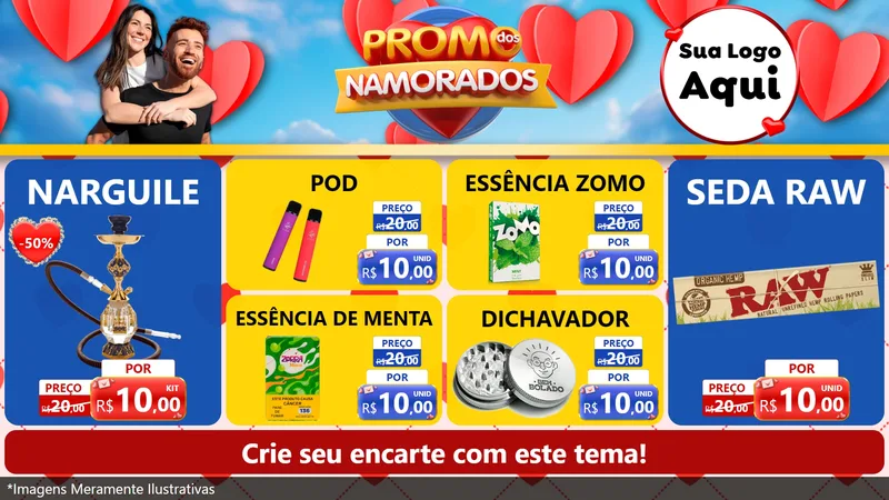 Modelo de TV para TV Horizontal com o tema Promo dos Namorados para Tabacaria