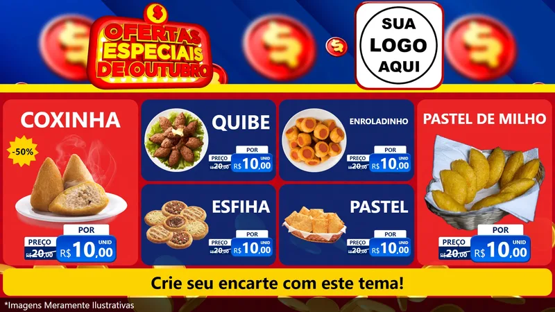 Modelo de TV para TV Horizontal com o tema Ofertas Especiais de Outubro para Salgadaria