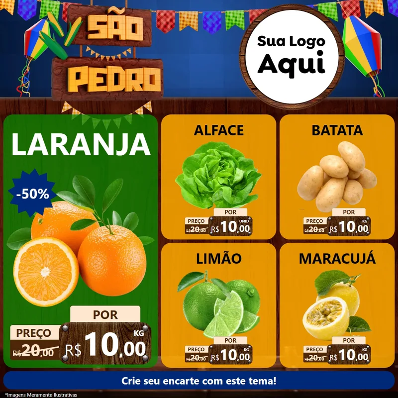 Modelo de Rede Social para Feed Facebook com o tema São Pedro para Hortifrúti
