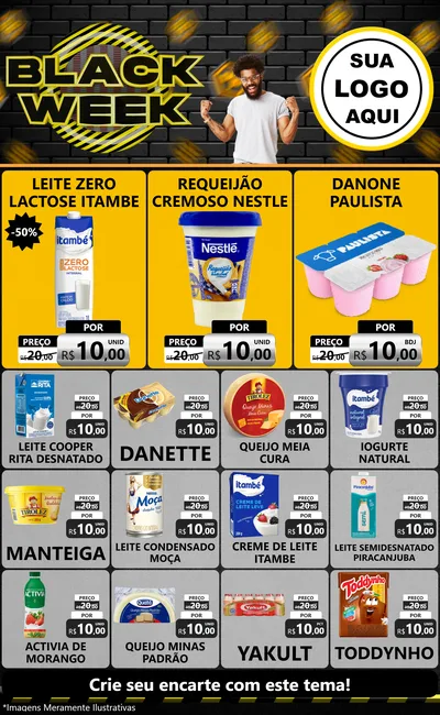 Modelo de Encarte para Encarte Grande com o tema Black Week para Frios e Laticínios