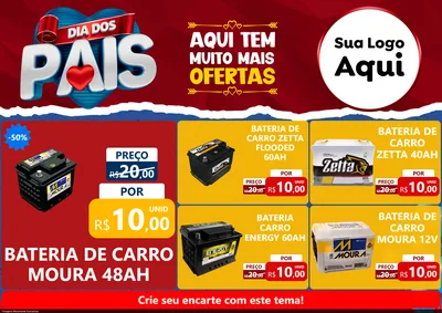 Modelo de Encarte para Encarte A4 Horizontal com o tema Dia dos Pais para Baterias Elétricas