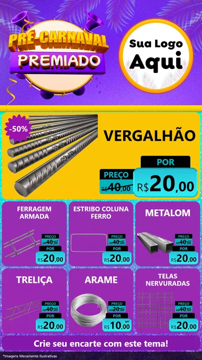 Modelo de Rede Social para Stories com o tema Pré-Carnaval Premiado para Ferragens