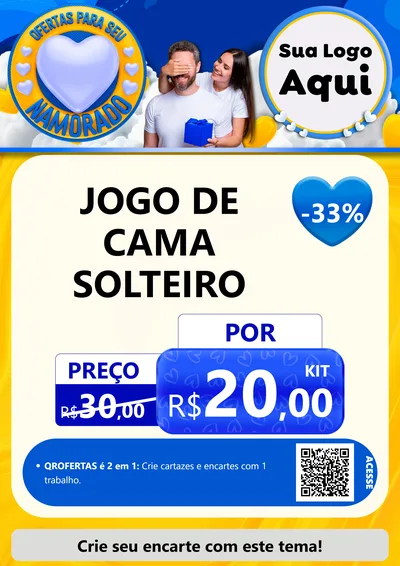 Modelo de Cartaz para Cartaz A4 Vertical com o tema Ofertas Para Seu Namorado para Cama, Mesa e Banho