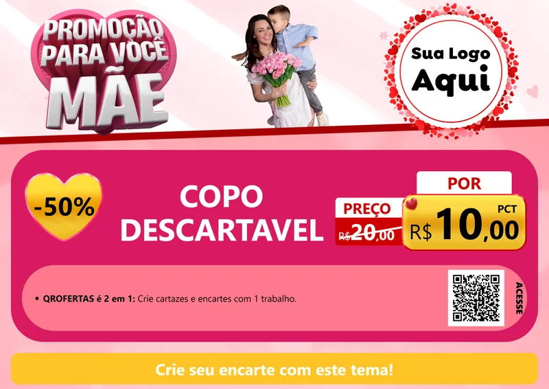 Modelo de Cartaz para Cartaz A4 Horizontal com o tema Promoção Para Você Mãe para Embalagens