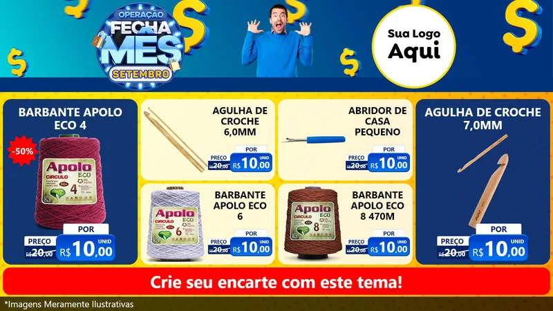 Modelo de TV para TV Horizontal com o tema Operação Fecha Mês Setembro para Armarinho e Aviamentos