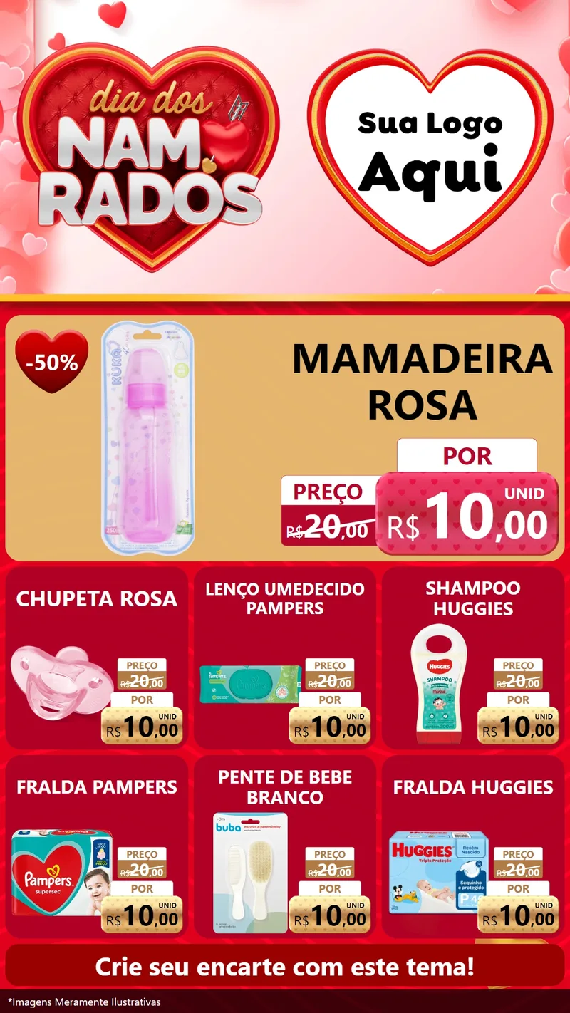 Modelo de Rede Social para Stories com o tema Dia dos Namorados para Bebês