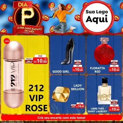 Modelo de Rede Social para Feed Facebook com o tema Dia P - O Dia Mais Barato Do Mês para Perfumes