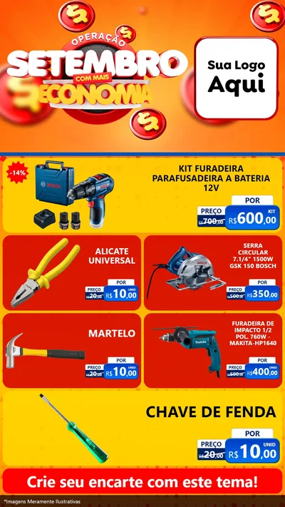 Modelo de TV para TV Vertical com o tema Operação Setembro Com Muita Economia para Maquinas e Ferramentas