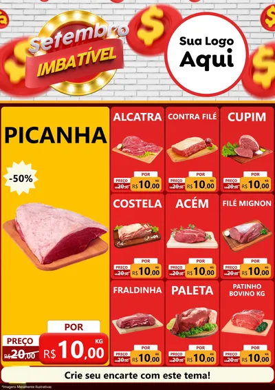 Modelo de Encarte para Encarte A4 Vertical com o tema Setembro Imbatível para Açougue