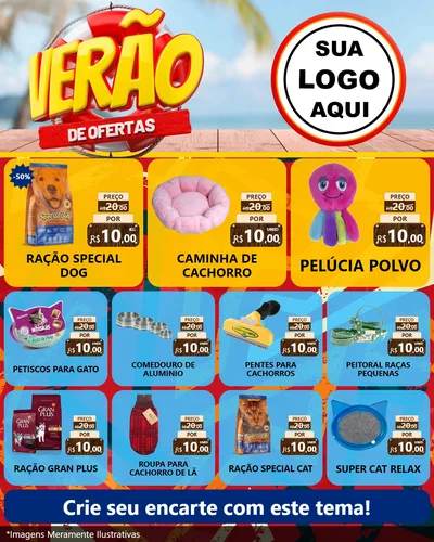 Modelo de Rede Social para Feed Instagram com o tema Verão de Ofertas para Pet Shop