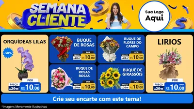 Modelo de TV para TV Horizontal com o tema Semana do Cliente para Floricultura e jardim