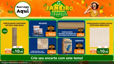 Modelo de TV para TV Horizontal com o tema Janeiro - Economia Garantida para Pisos e revestimentos