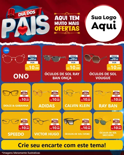 Modelo de Rede Social para Feed Instagram com o tema Dia dos Pais para Óticas