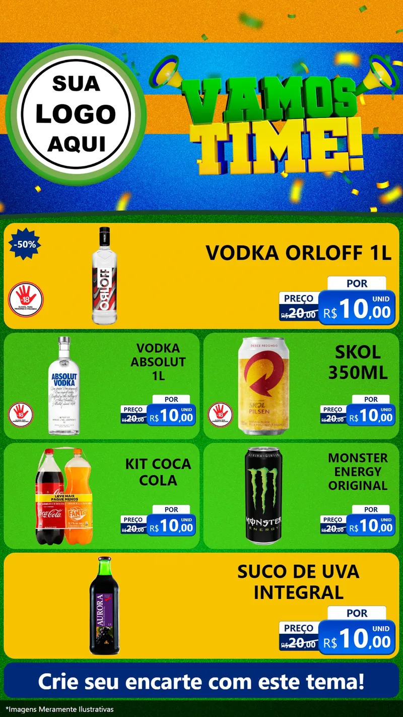 Modelo de TV para TV Vertical com o tema Vamos Time! para Distribuidora de bebidas