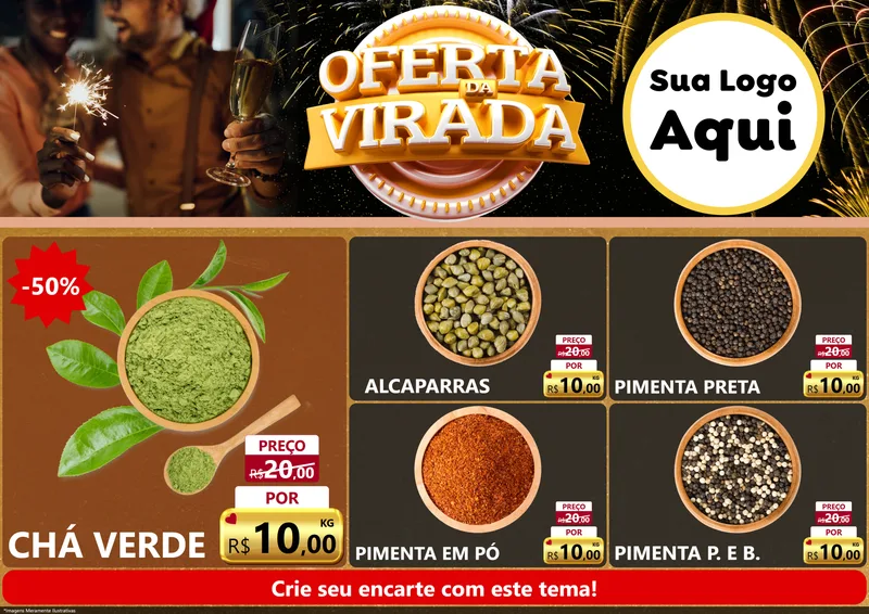 Modelo de Encarte para Encarte A4 Horizontal com o tema Oferta da Virada para Produtos Naturais