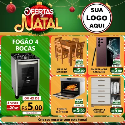 Modelo de Rede Social para Feed Facebook com o tema Ofertas de Natal para Móveis e Eletro